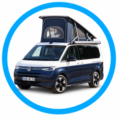 White - Starlight Blue VW Camper Badge
